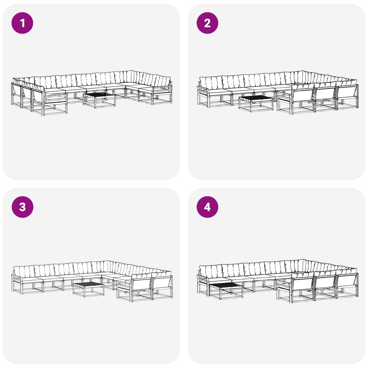Set vanjskih sofa s jastukom 11 pcs Bijela i crna