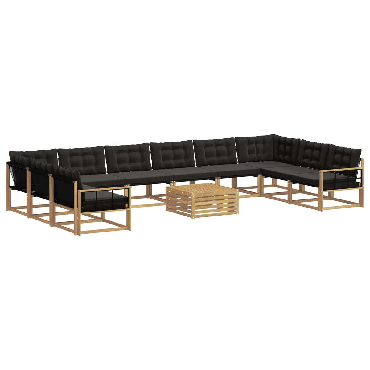 Set vanjskih sofa s jastukom 11 pcs Bijela i crna
