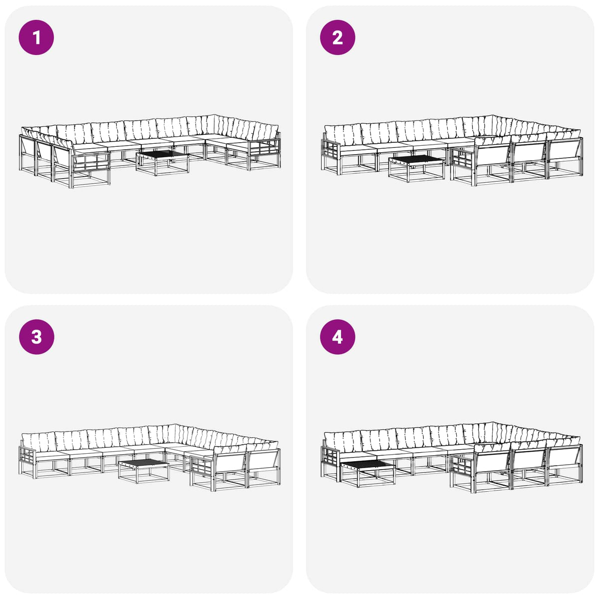 Set vanjskih sofa s jastukom 11 pcs Bijela i crna