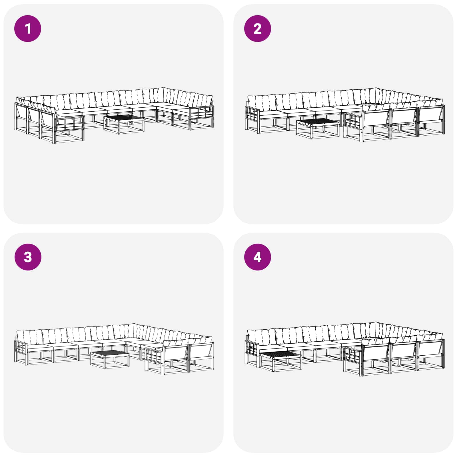 Set vanjskih sofa s jastukom 11 pcs Bijela i crna