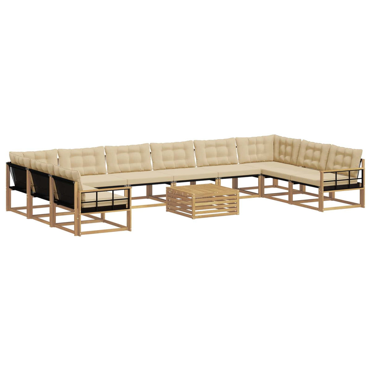 Set vanjskih sofa s jastukom 11 pcs Bijela i bež