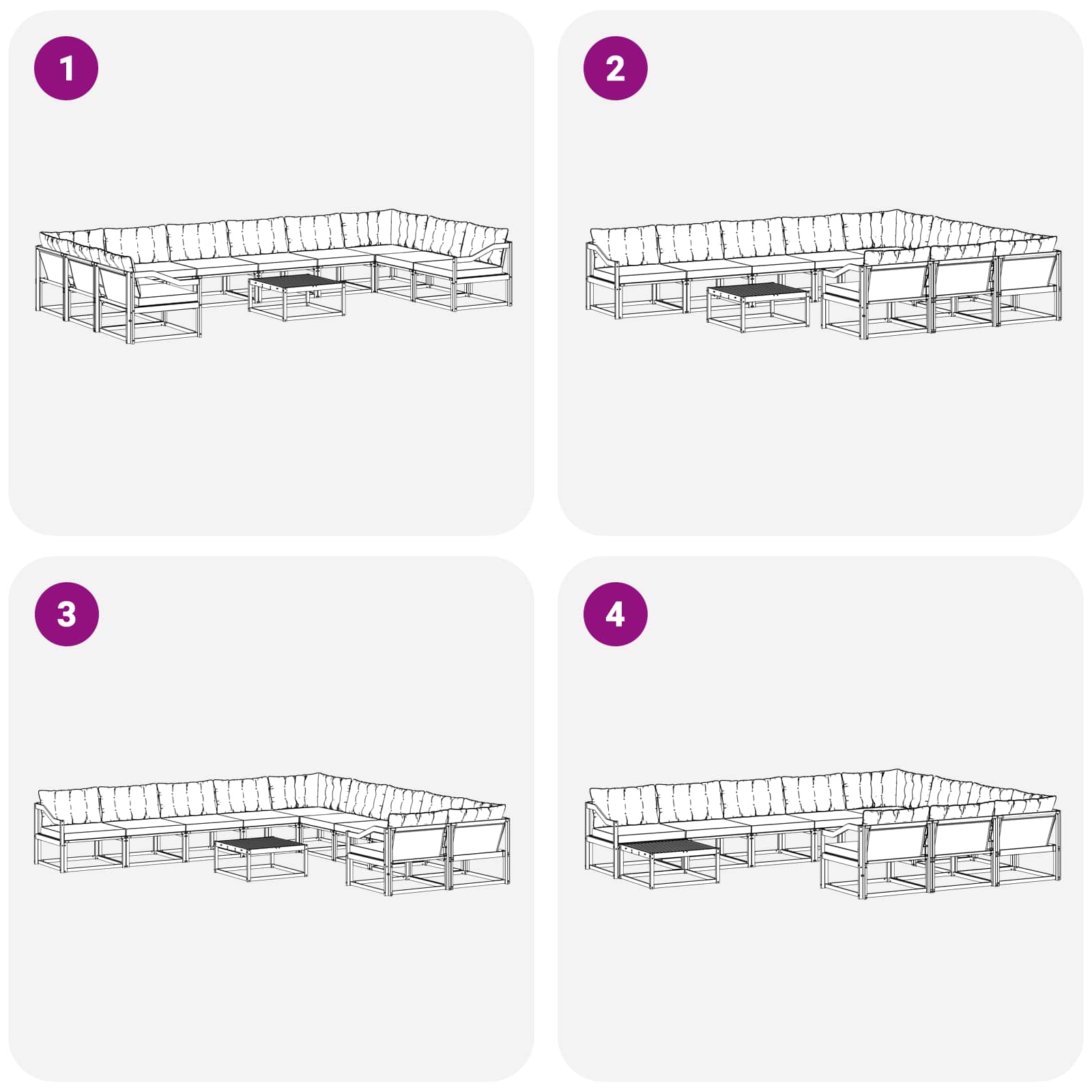Set vanjskih sofa s jastukom 11 pcs Bijela i crna