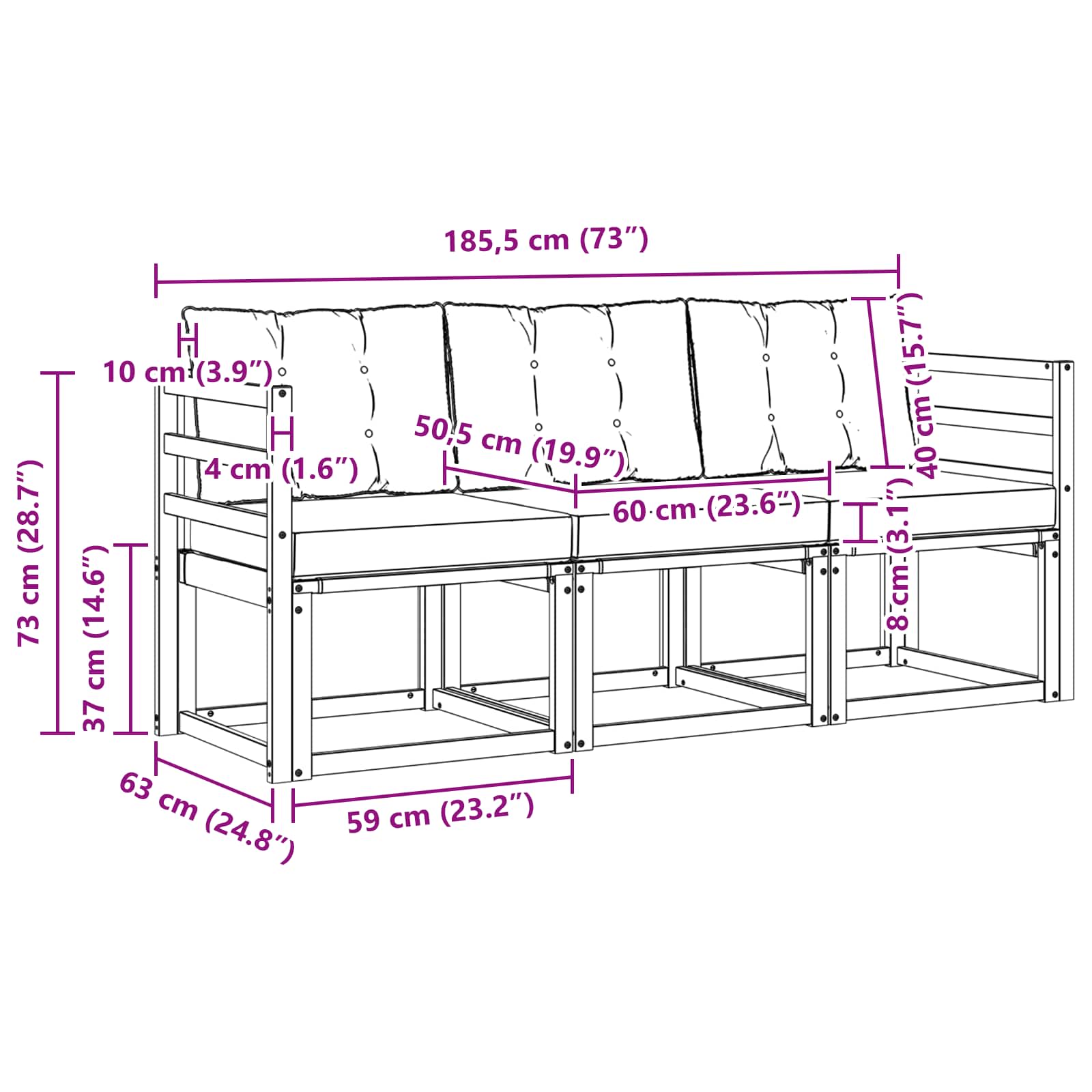 Set vanjskih sofa s jastukom 3 pcs Bijela i svjetlosiva
