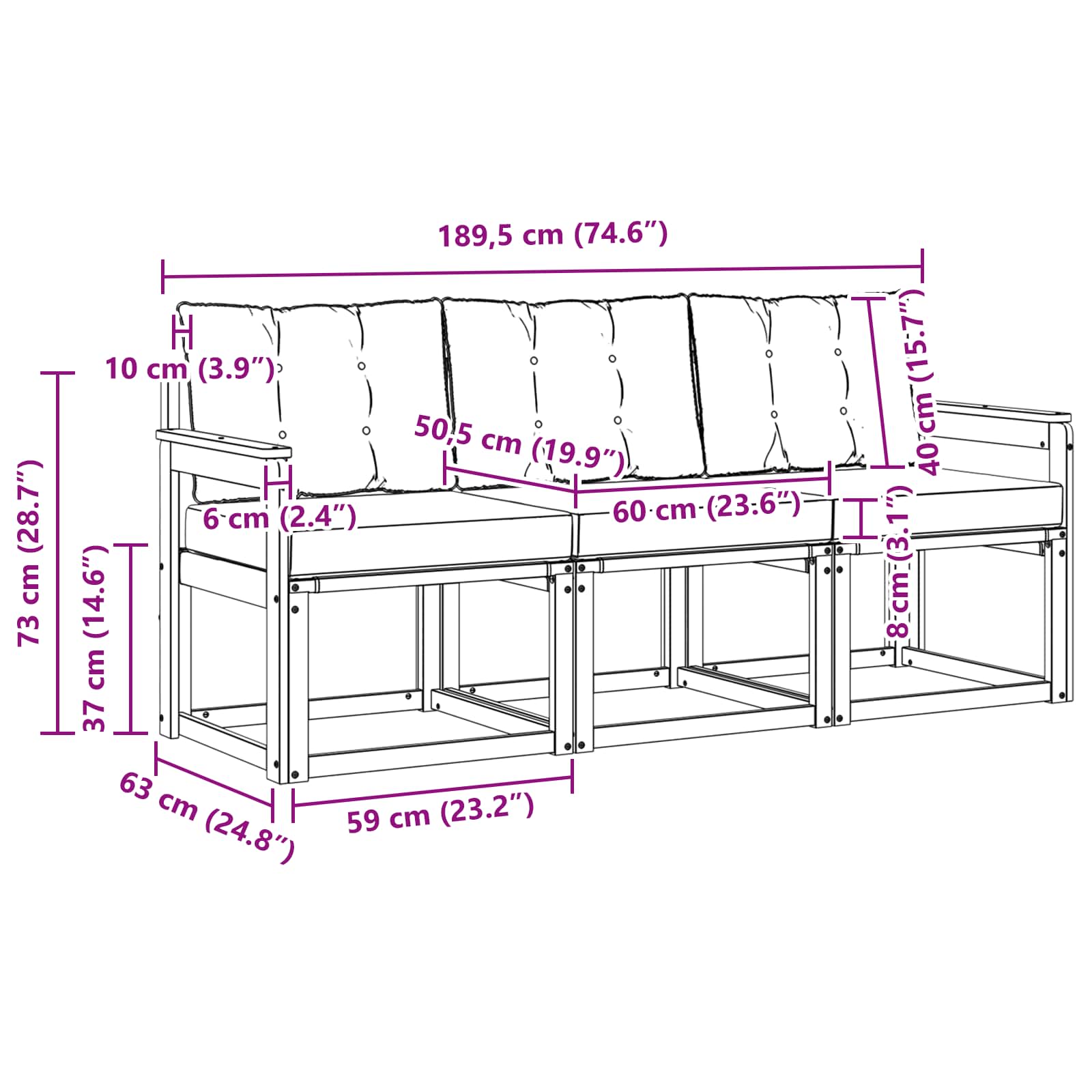 Set vanjskih sofa s jastukom 3 pcs Bijela i svjetlosiva