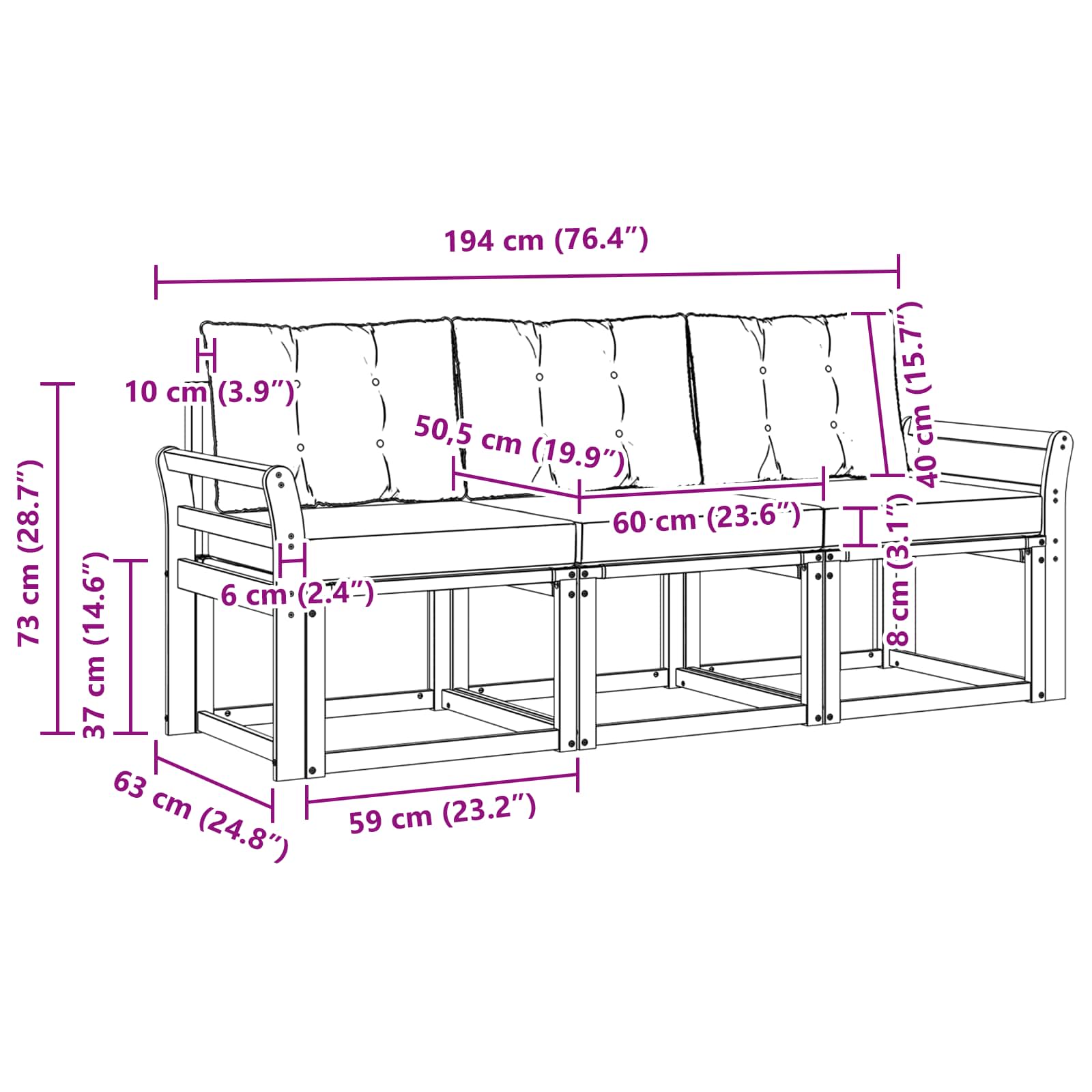 Set vanjskih sofa s jastukom 3 pcs Bijela i svjetlosiva