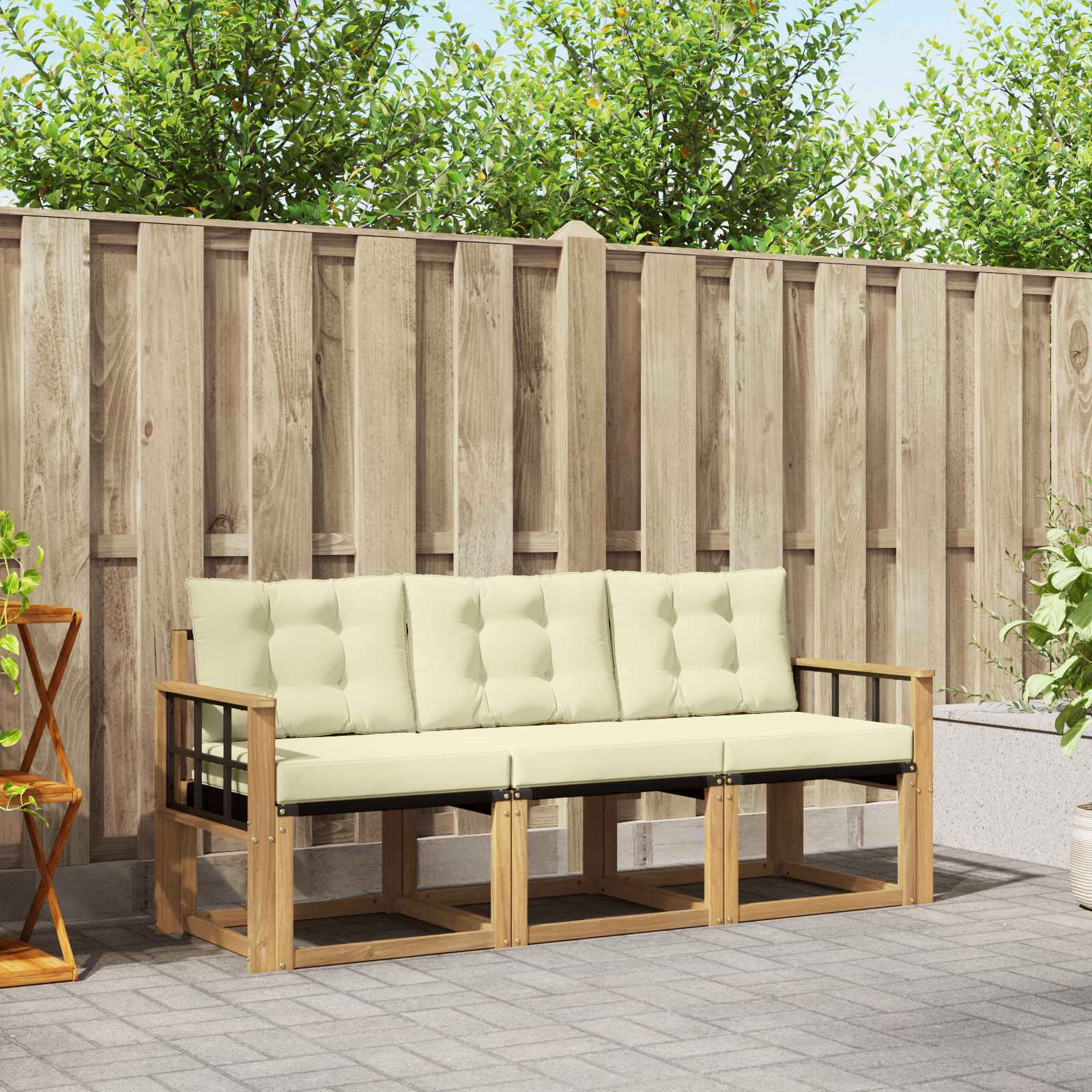 Set vanjskih sofa s jastukom 3 pcs Bijela i krem