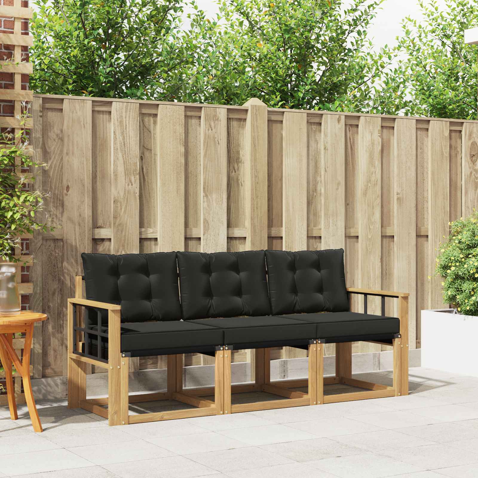 Set vanjskih sofa s jastukom 3 pcs Bijela i crna