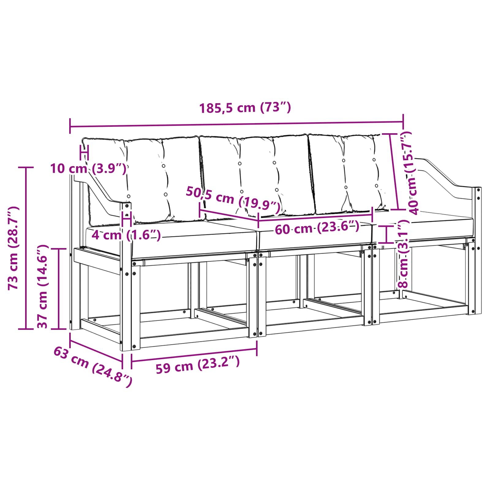 Set vanjskih sofa s jastukom 3 pcs Bijela i svjetlosiva