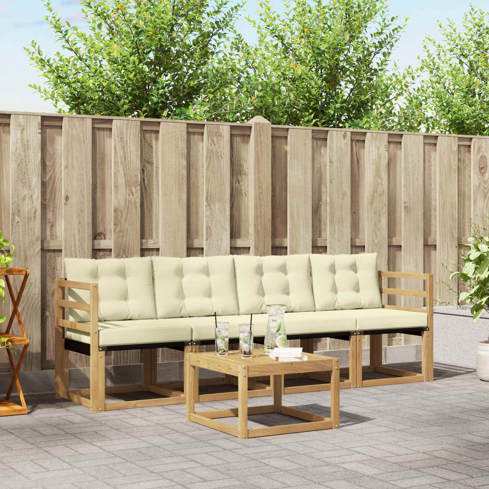 Set vanjskih sofa 5 pcs Čvrsto drvo akacije i Textilene