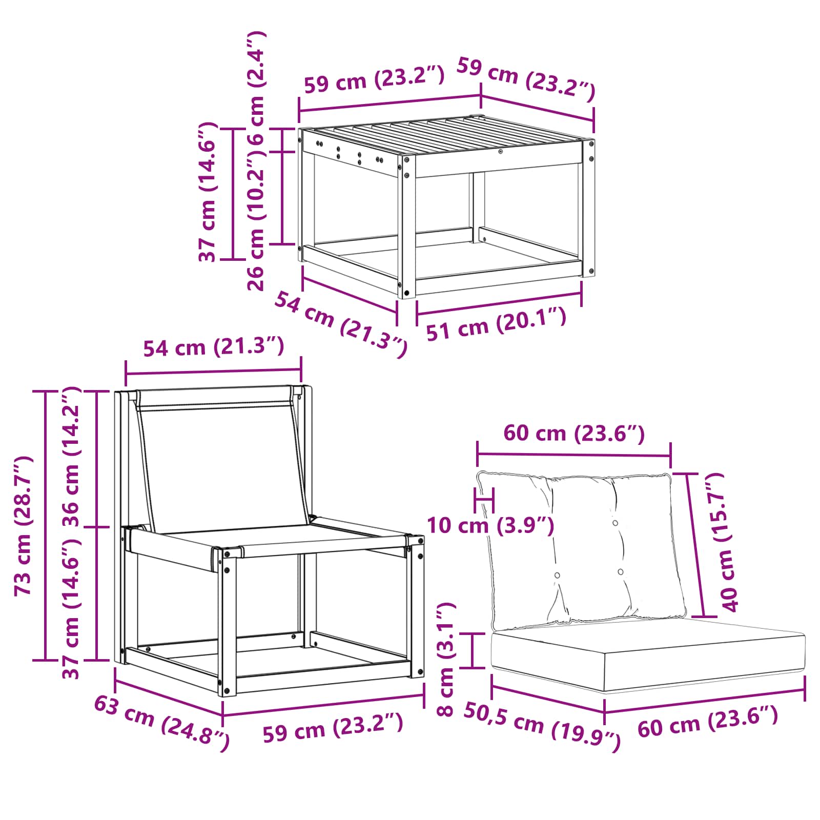 Set vanjskih sofa 5 pcs Čvrsto drvo akacije i Textilene