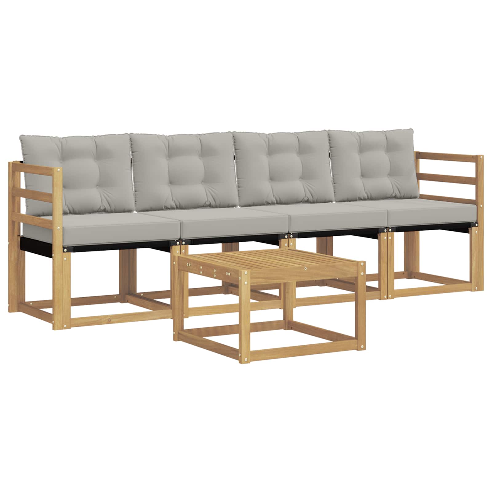 Set vanjskih sofa s jastukom 5 pcs Bijela i svjetlosiva
