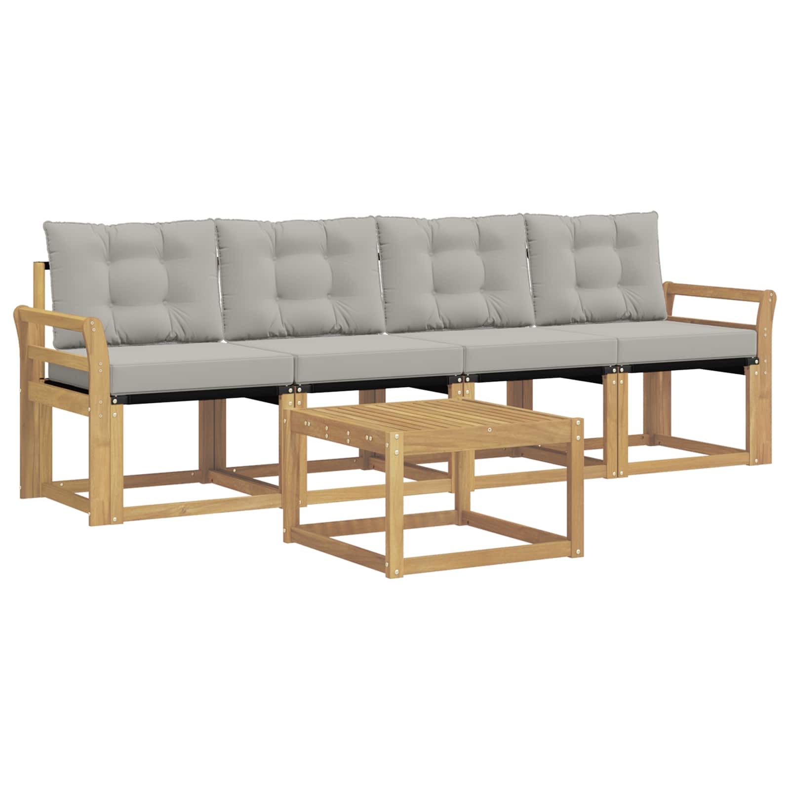 Set vanjskih sofa s jastukom 5 pcs Bijela i svjetlosiva