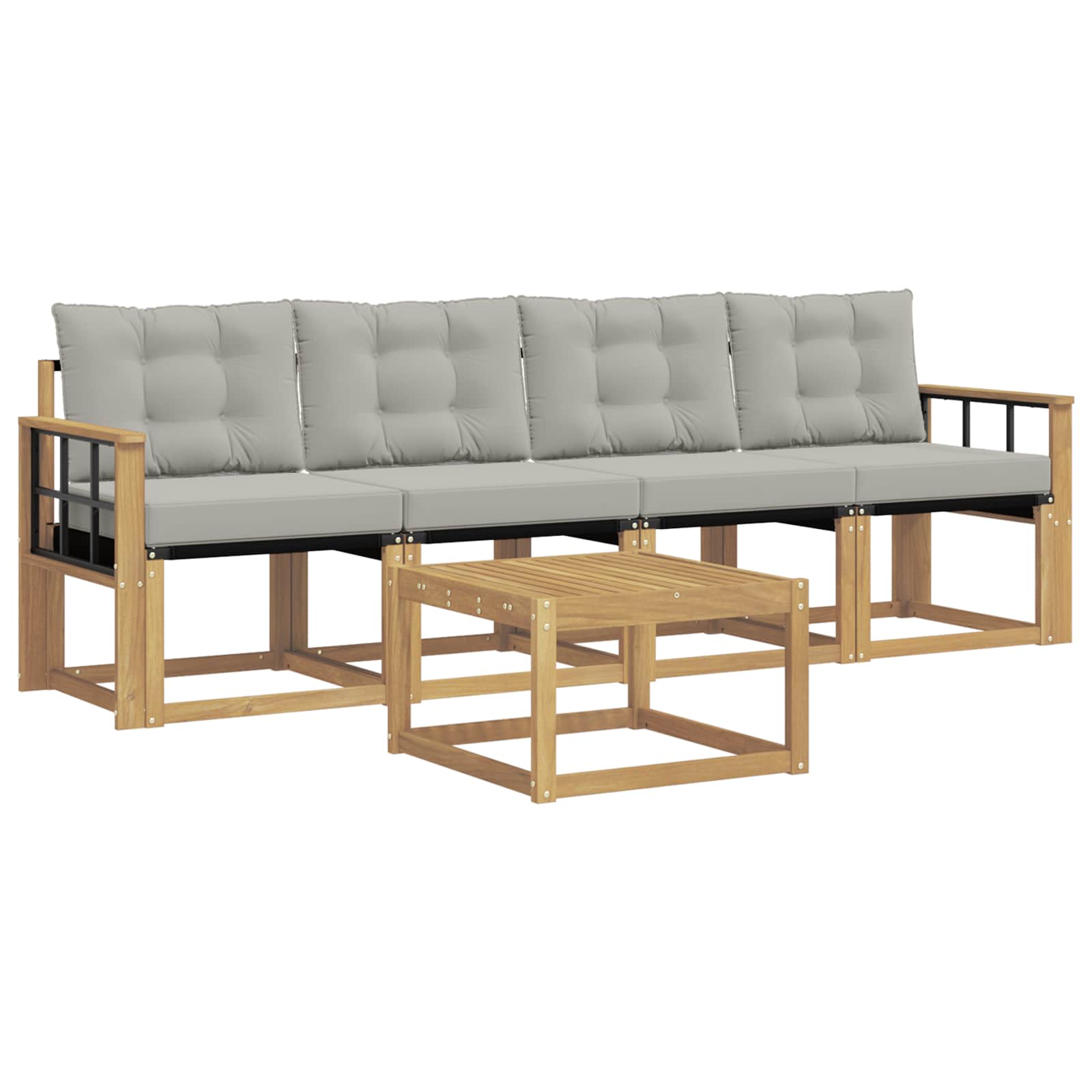 Set vanjskih sofa s jastukom 5 pcs Bijela i svjetlosiva