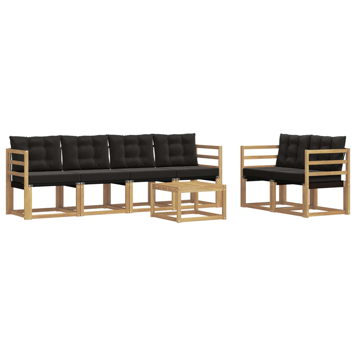 Set vanjskih sofa 7 pcs Čvrsto drvo akacije i Textilene