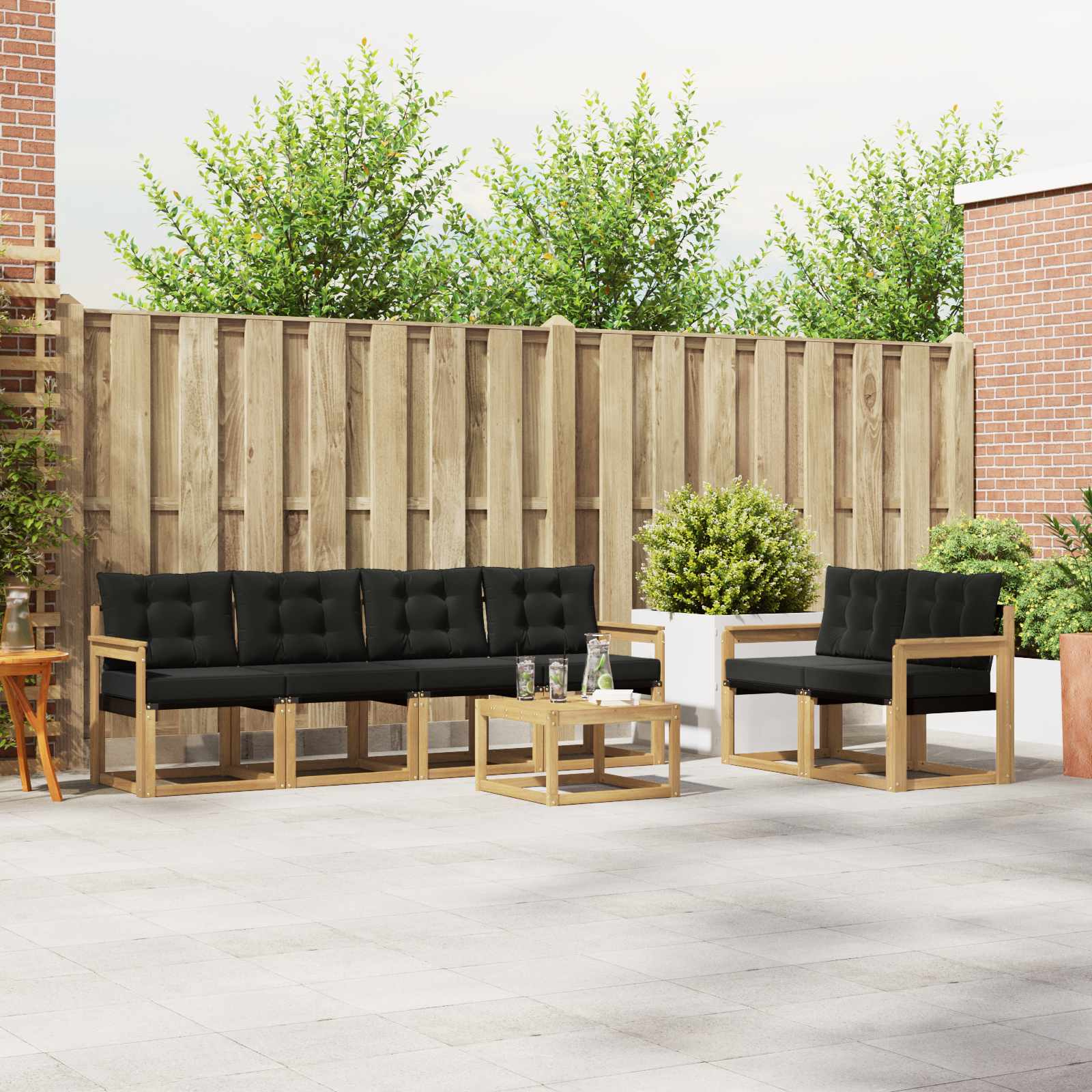 Set vanjskih sofa s jastukom 7 pcs Bijela i crna