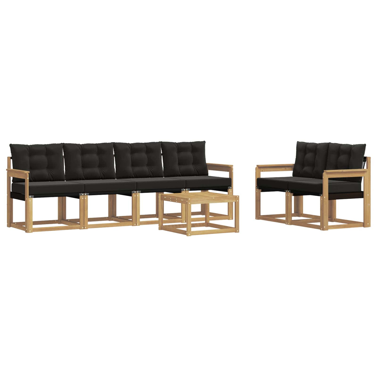 Set vanjskih sofa s jastukom 7 pcs Bijela i crna