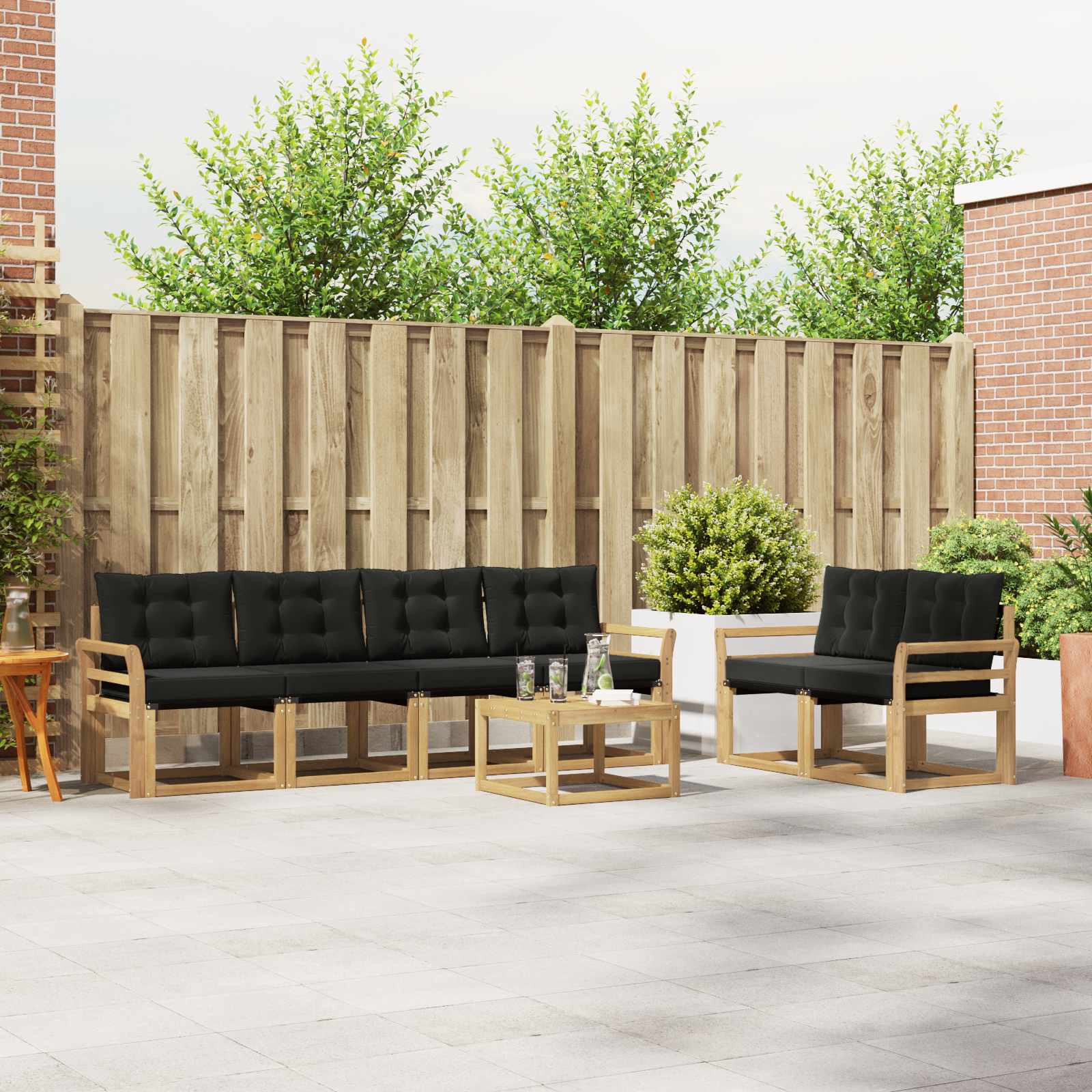 Set vanjskih sofa s jastukom 7 pcs Bijela i crna