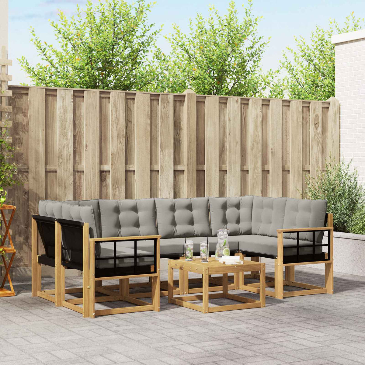 Set vanjskih sofa 7 kom. Bijela i svjetlosiva