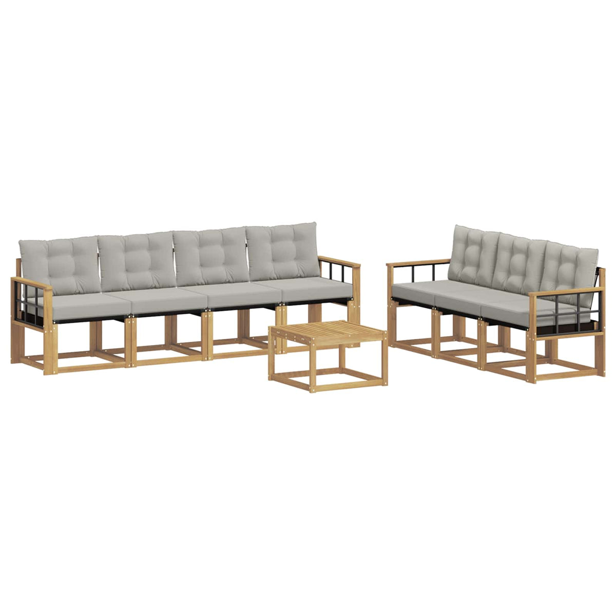 Set vanjskih sofa 8 kom. Bijela i svjetlosiva Smeđa 59 x 59 x 37 cm