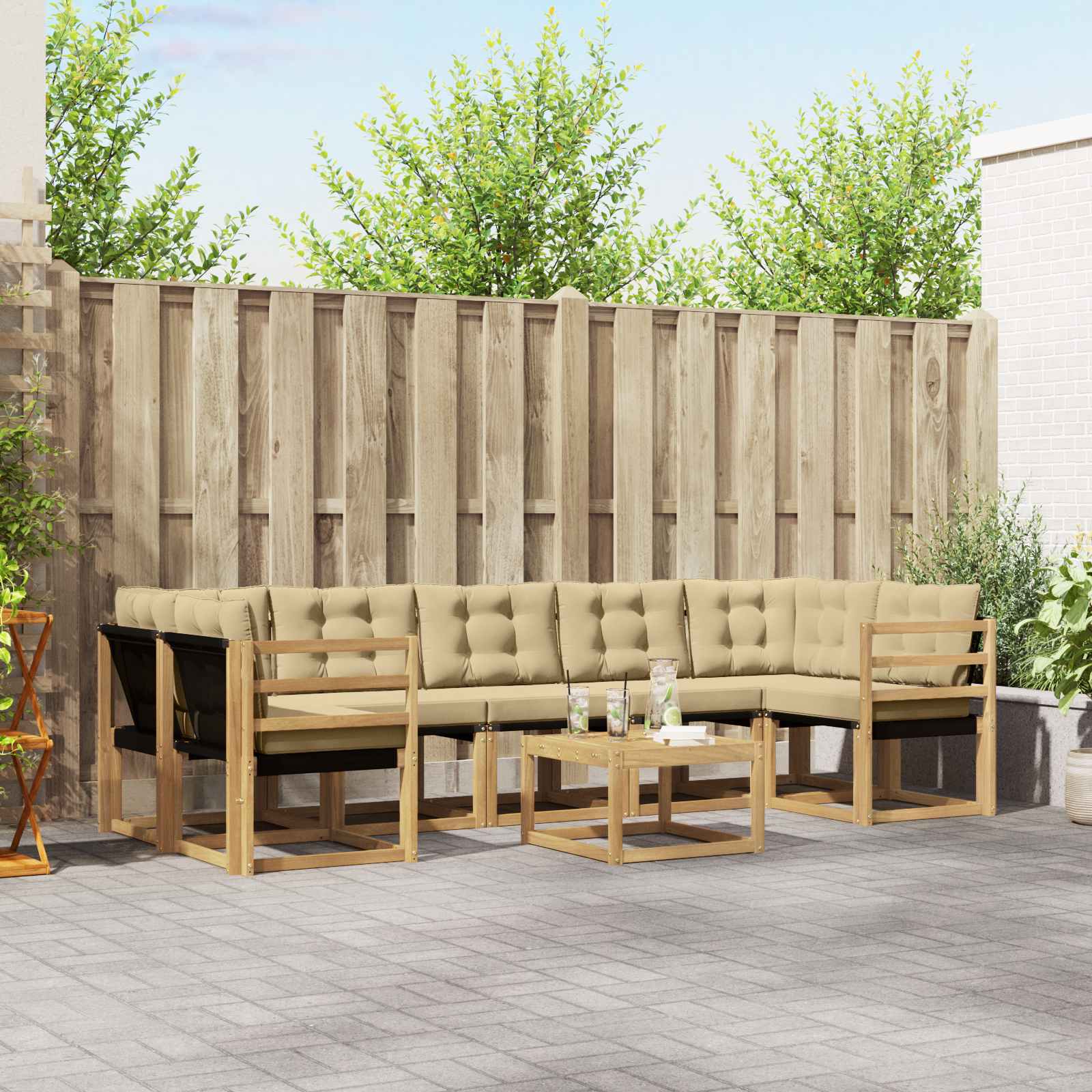 Set vanjskih sofa s jastukom 8 pcs Bijela i bež