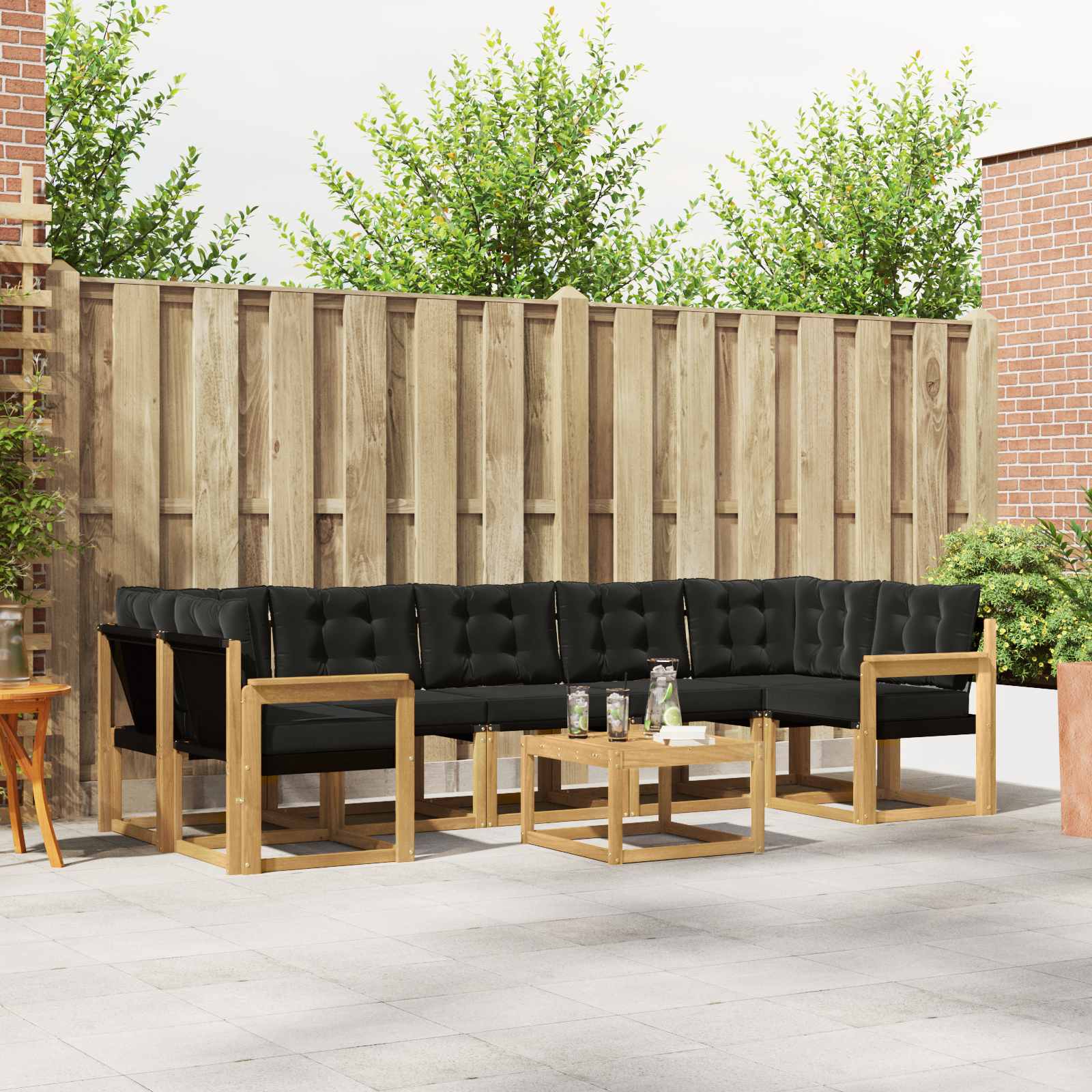 Set vanjskih sofa s jastukom 8 pcs Bijela i crna