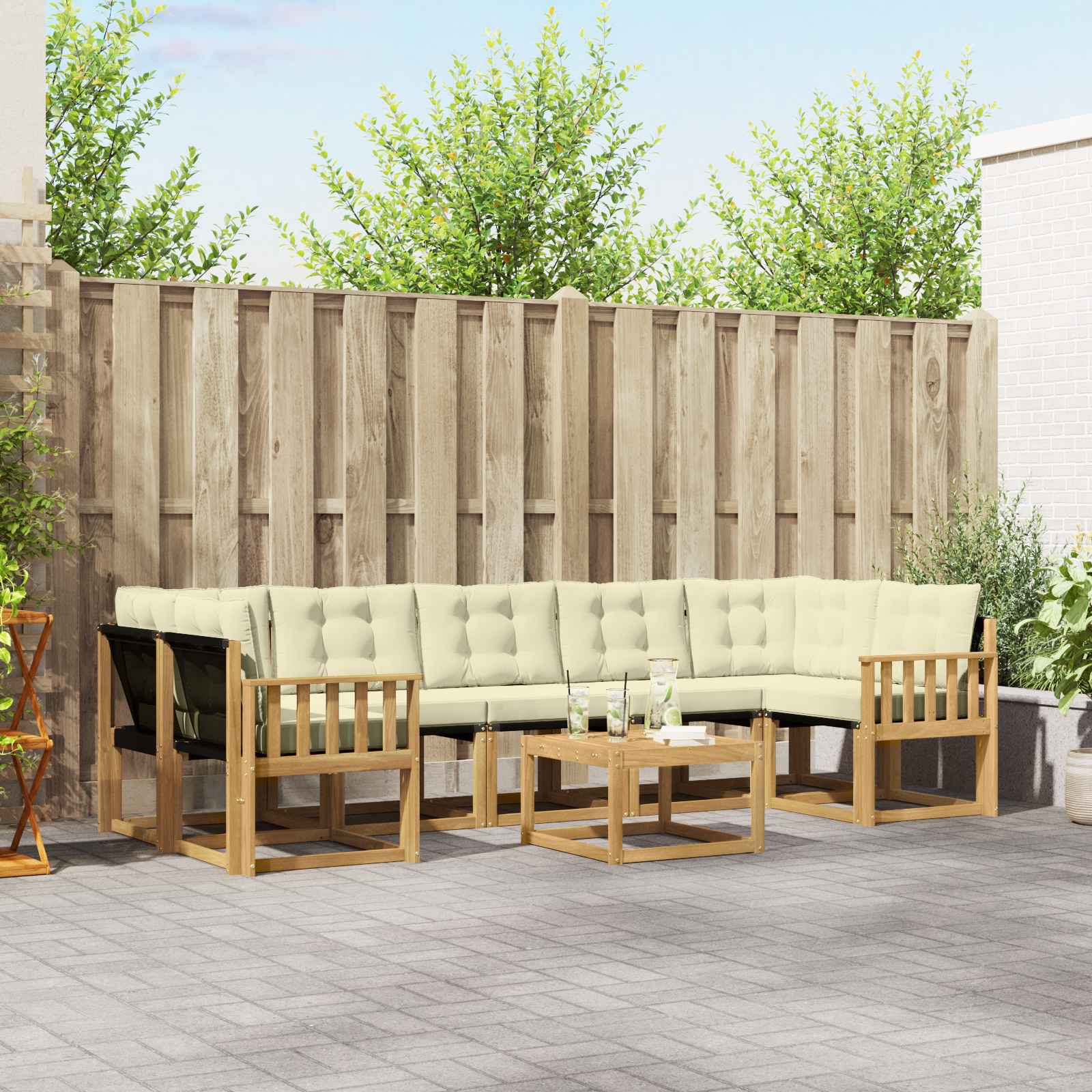 Set vanjskih sofa 8 pcs Čvrsto drvo akacije i Textilene