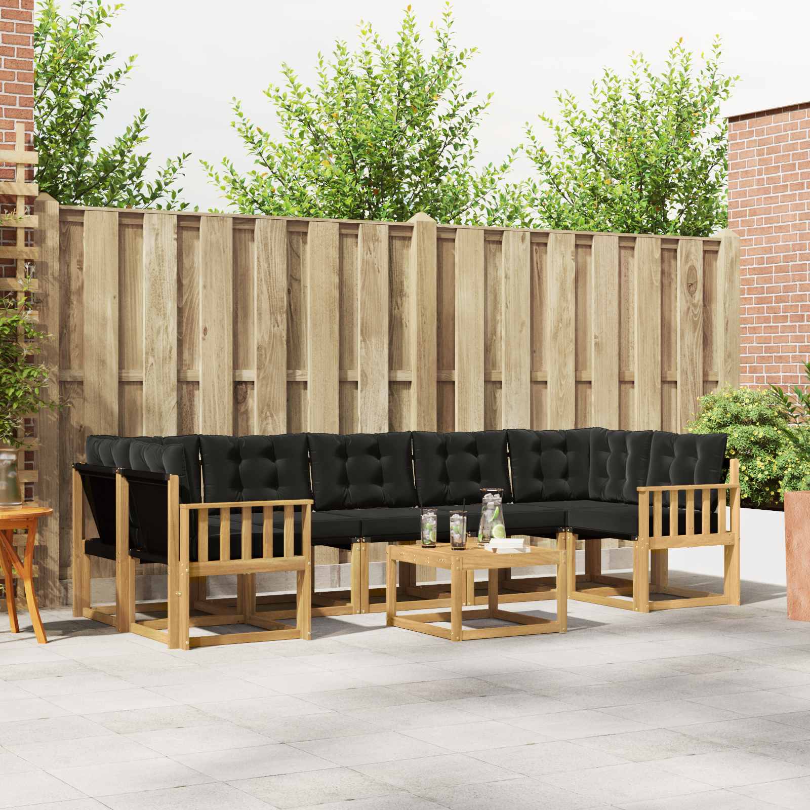 Set vanjskih sofa s jastukom 8 pcs Bijela i crna