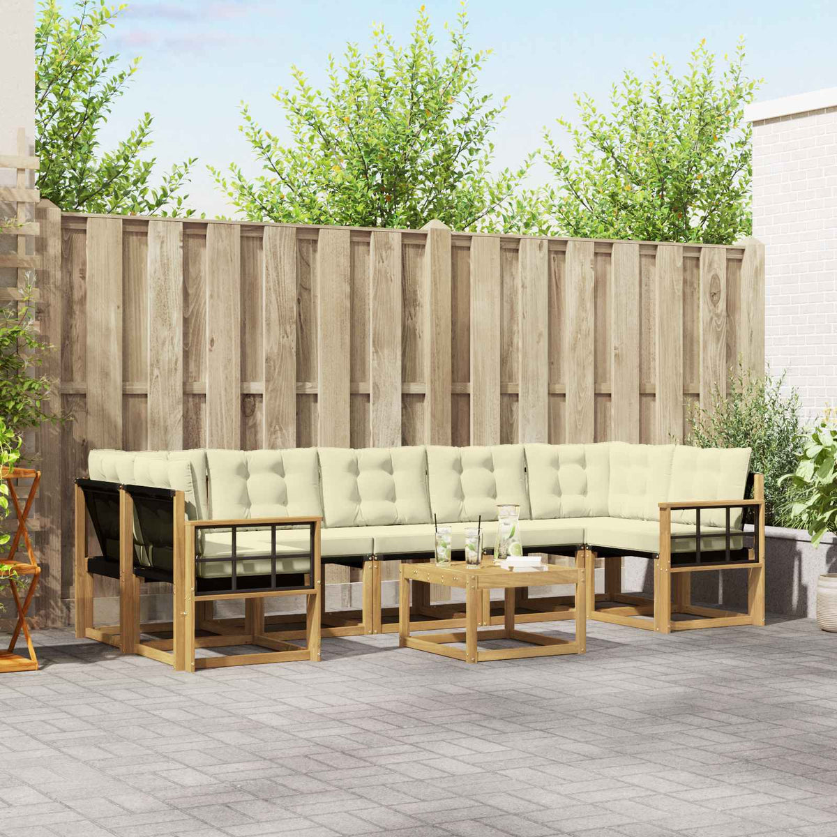 Set vanjskih sofa 8 kom. Bijela i krem