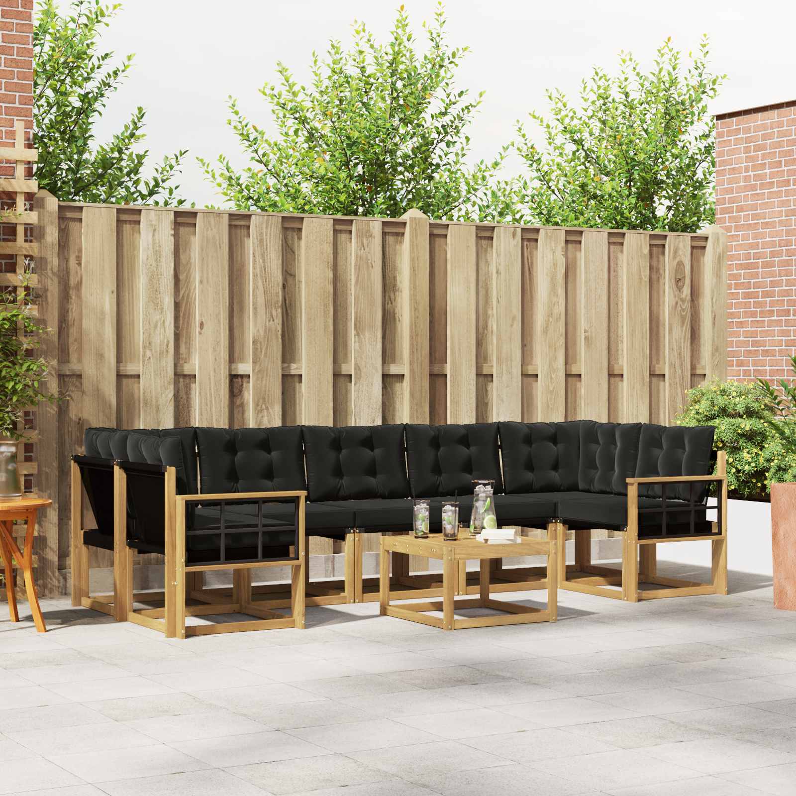 Set vanjskih sofa s jastukom 8 pcs Bijela i crna