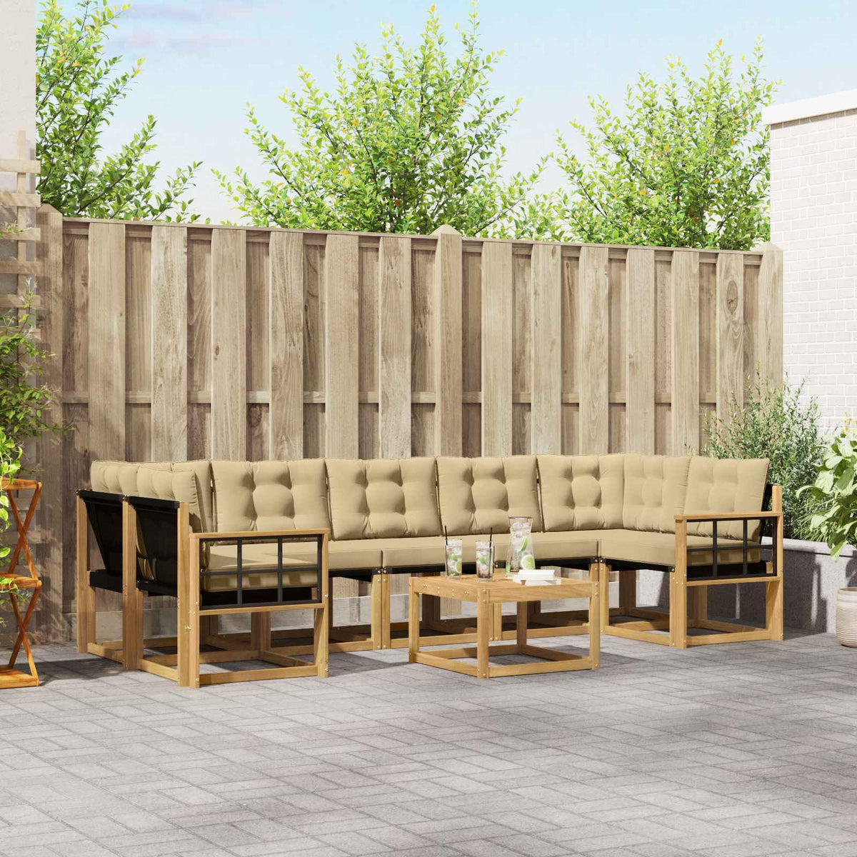 Set vanjskih sofa 8 kom. Bijela i bež