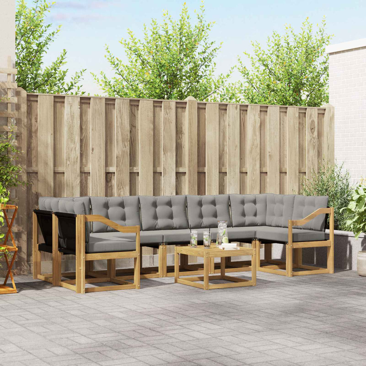 Set vanjskih sofa 8 kom. Bijela i svjetlosiva
