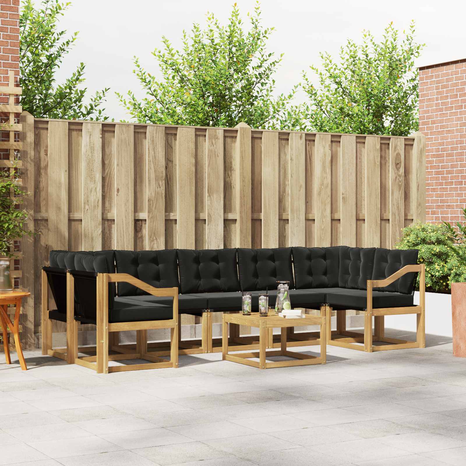 Set vanjskih sofa s jastukom 8 pcs Bijela i crna