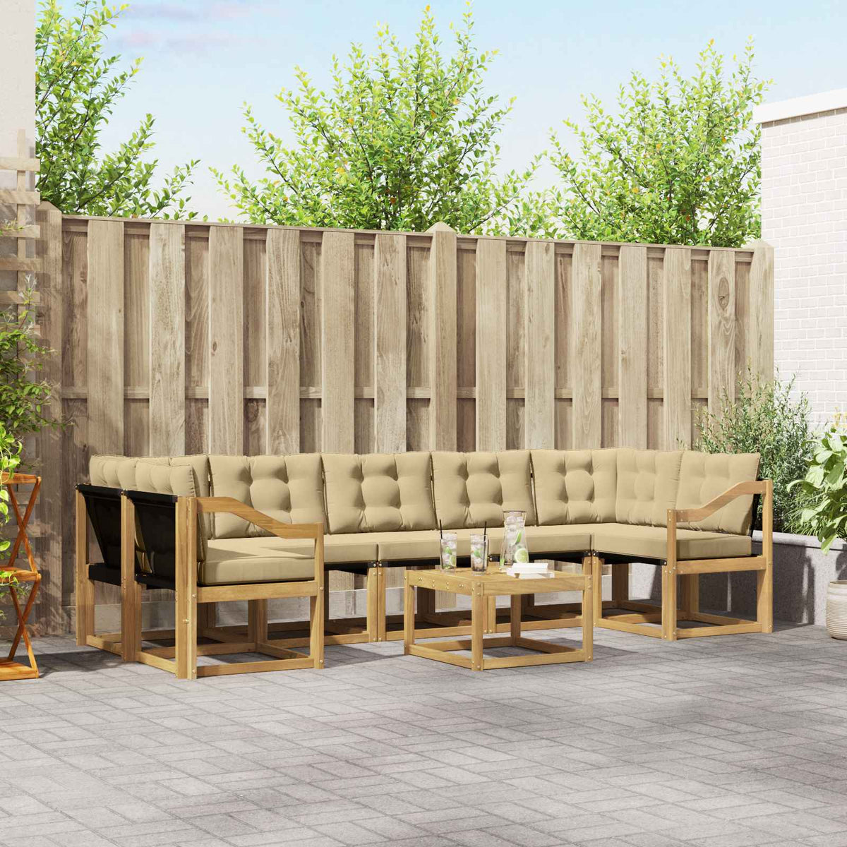 Set vanjskih sofa 8 kom. Bijela i bež