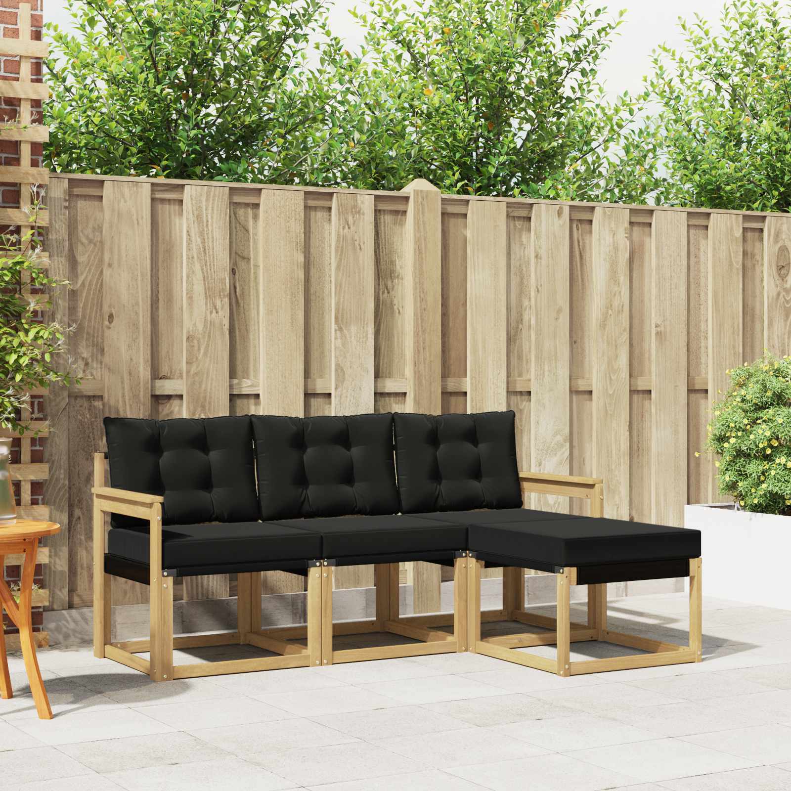 Set vanjskih sofa s jastukom 4 pcs Bijela i crna