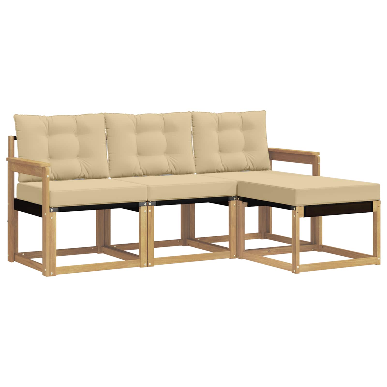 Set vanjskih sofa s jastukom 4 pcs Bijela i bež