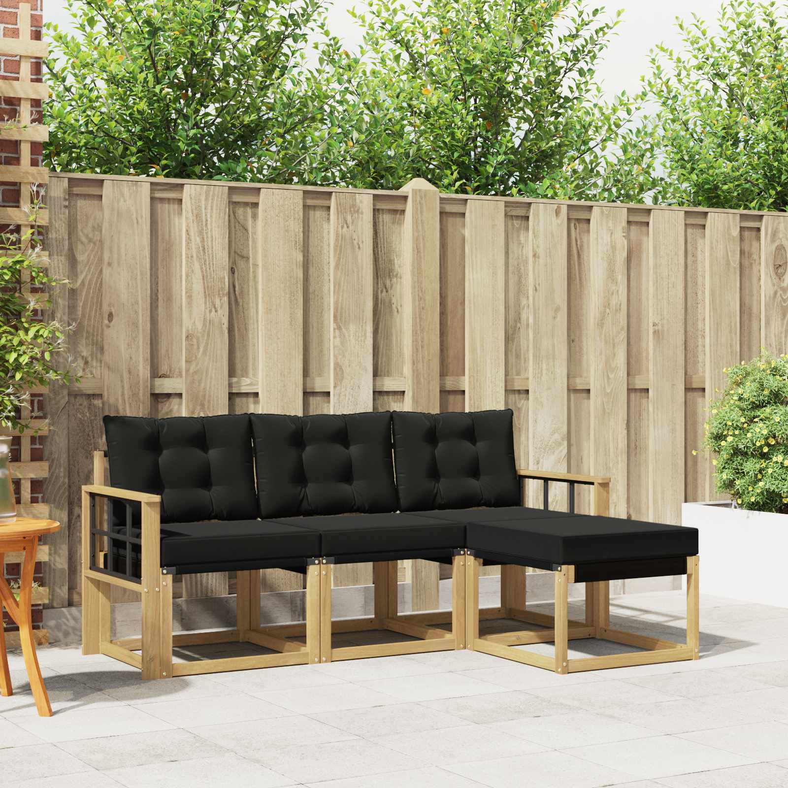 Set vanjskih sofa s jastukom 4 pcs Bijela i crna