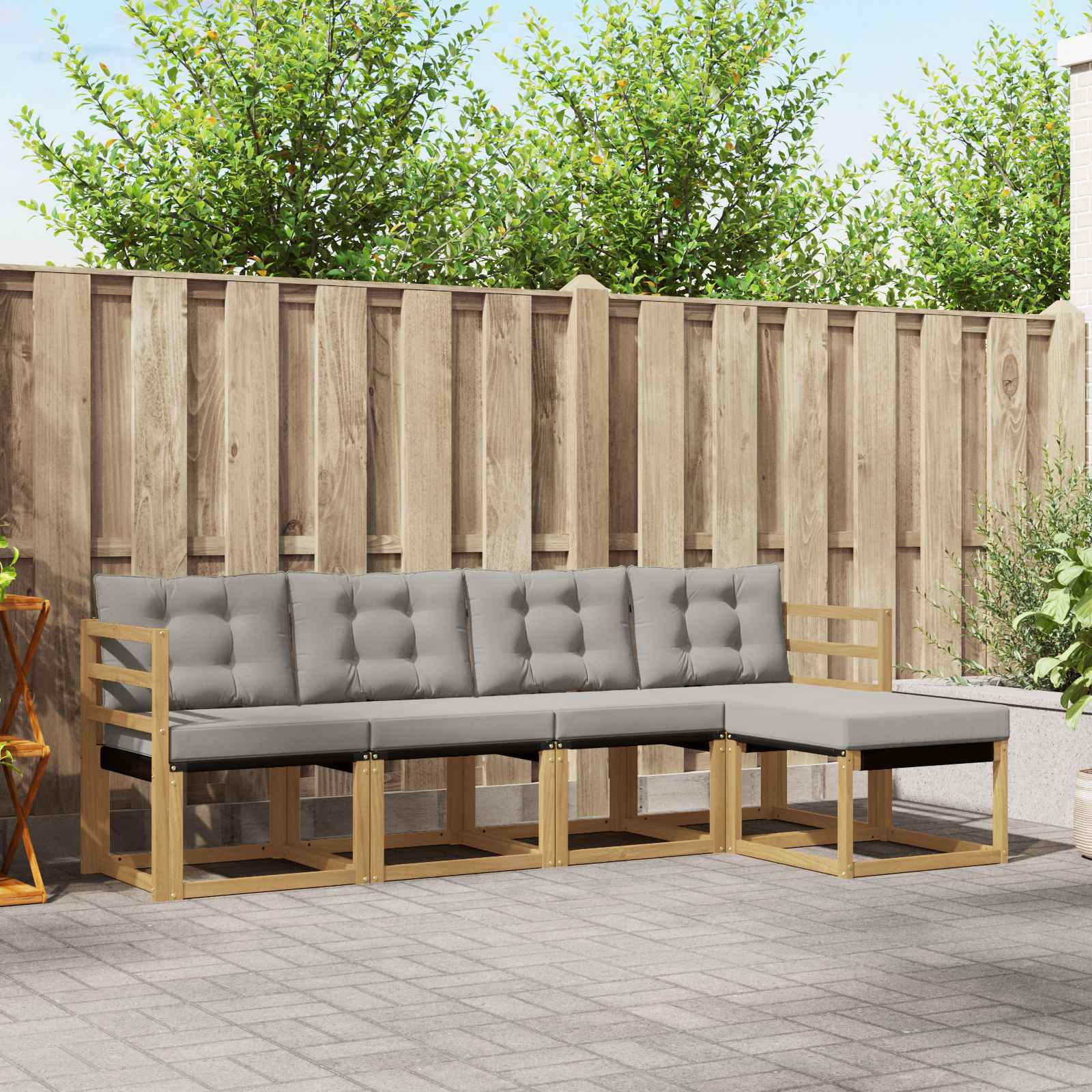 Set vanjskih sofa s jastukom 5 pcs Bijela i svjetlosiva