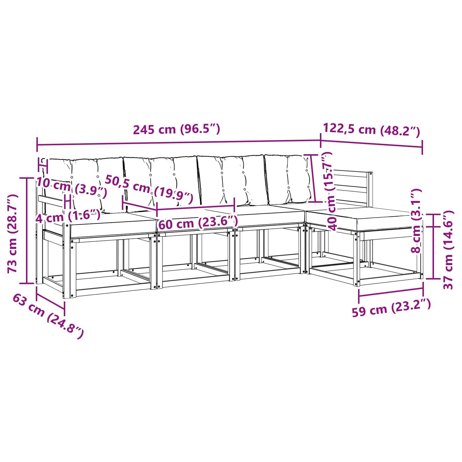 Set vanjskih sofa s jastukom 5 pcs Bijela i svjetlosiva