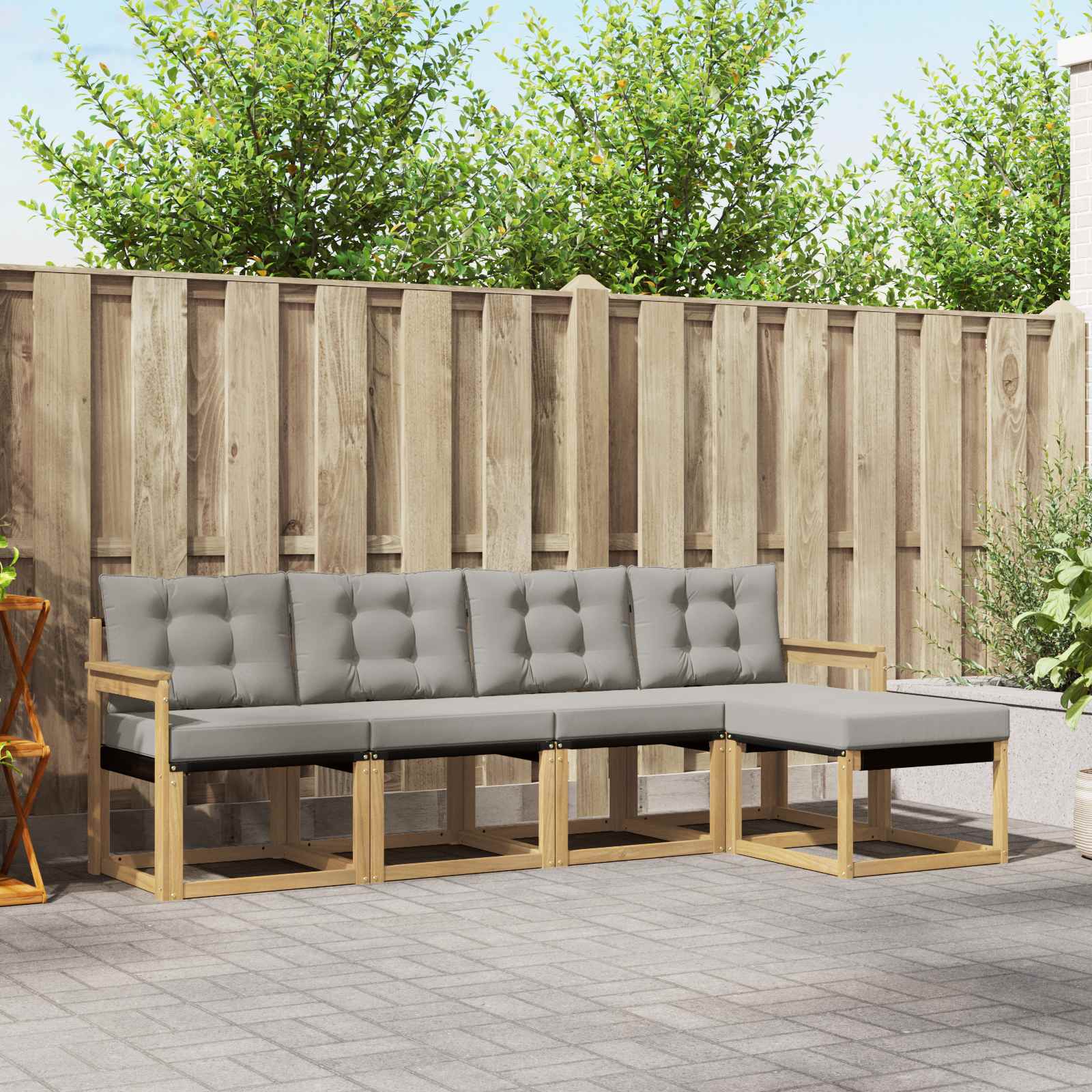Set vanjskih sofa s jastukom 5 pcs Bijela i svjetlosiva