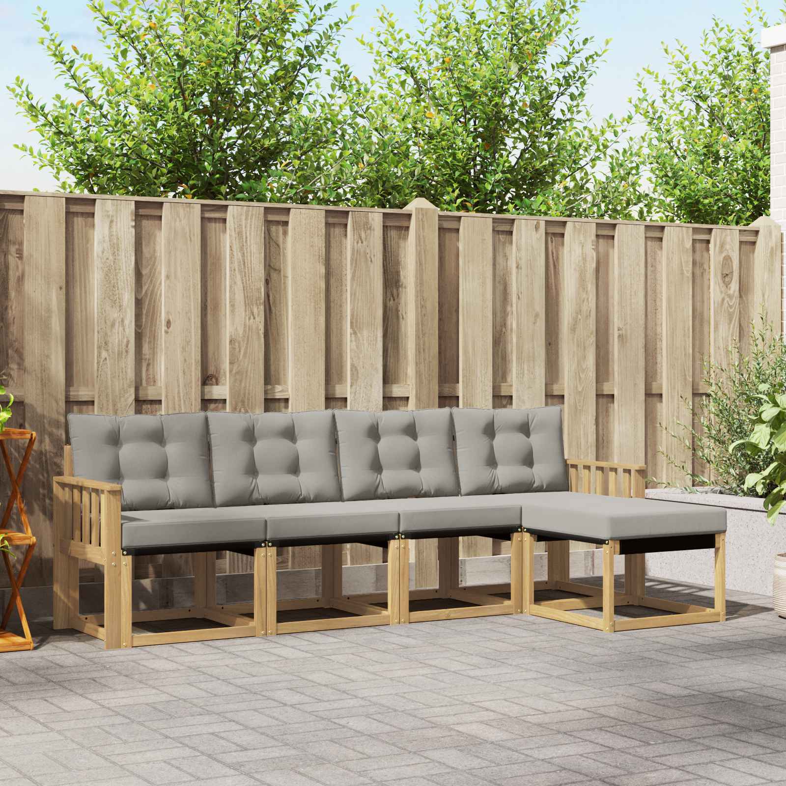 Set vanjskih sofa s jastukom 5 pcs Bijela i svjetlosiva