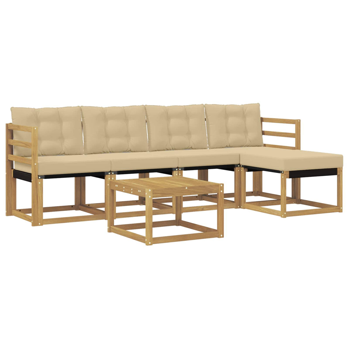 Set vanjskih sofa 6 kom. Bijela i bež Smeđa 59 x 59 x 37 cm