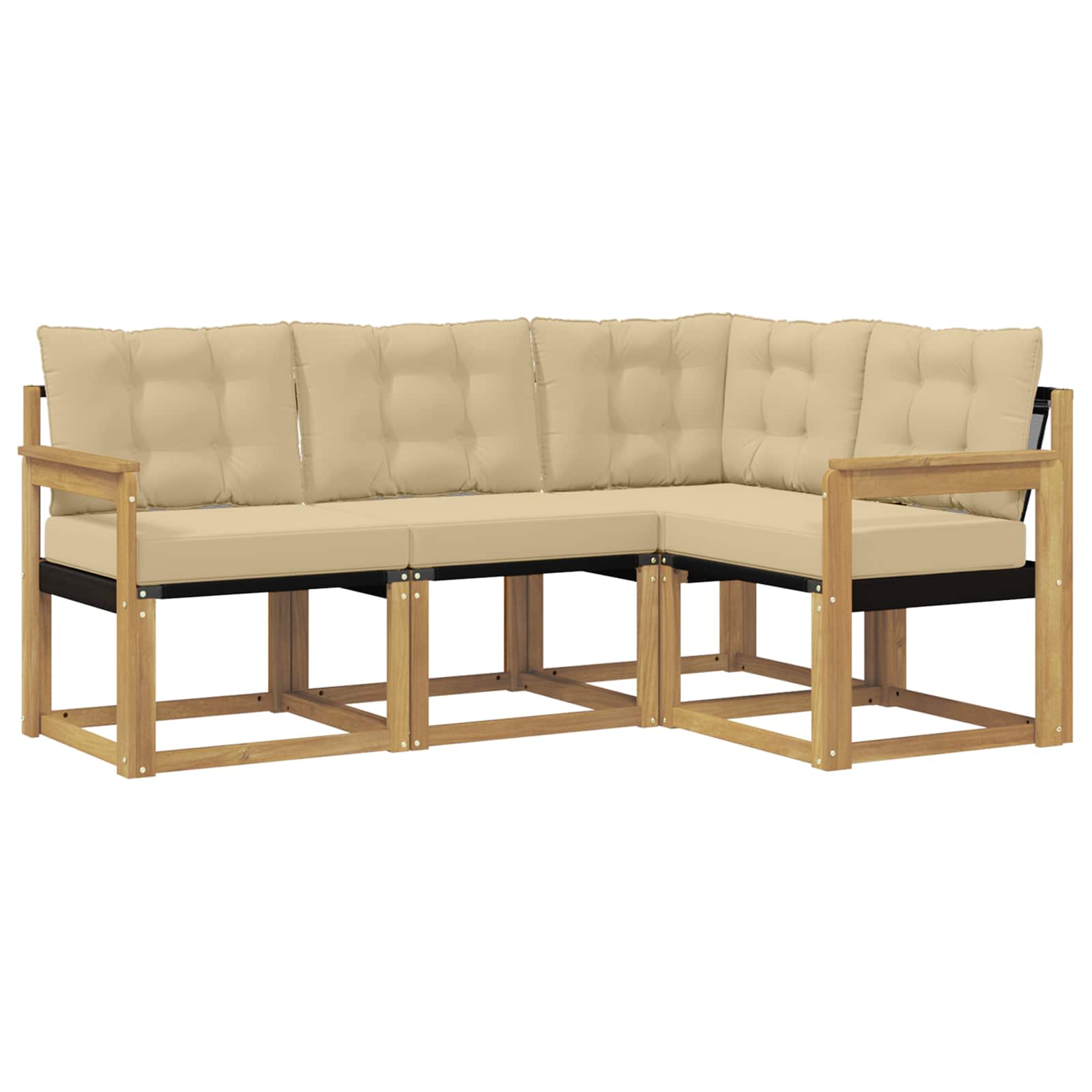 Set vanjskih sofa s jastukom 4 pcs Bijela i bež