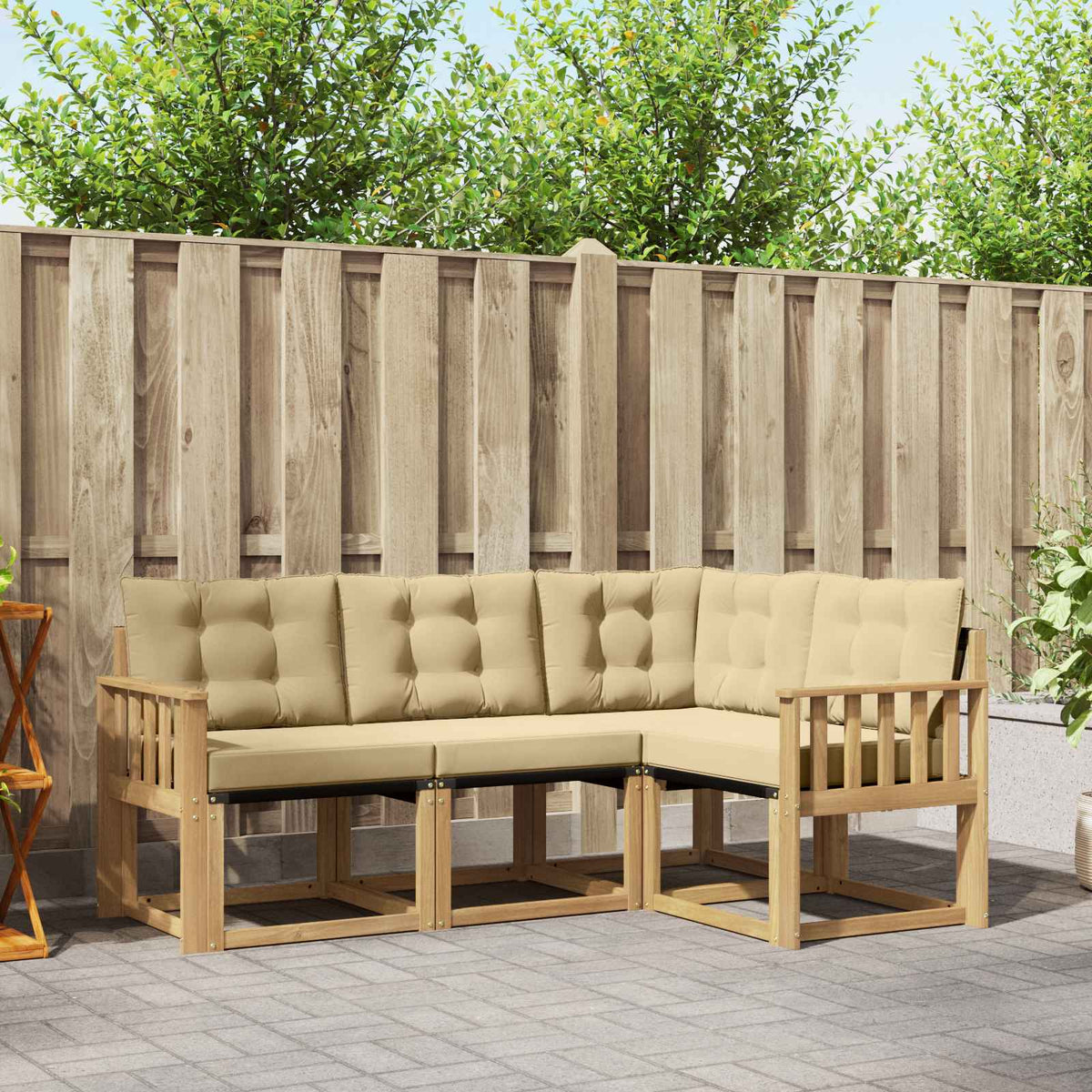 Set vanjskih sofa s jastukom 4 pcs Bijela i bež