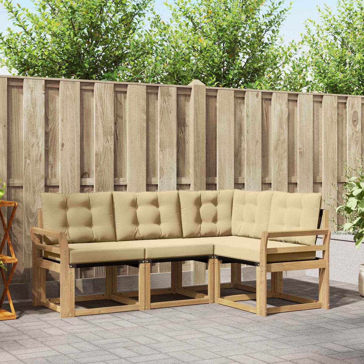 Set vanjskih sofa s jastukom 4 pcs Bijela i bež