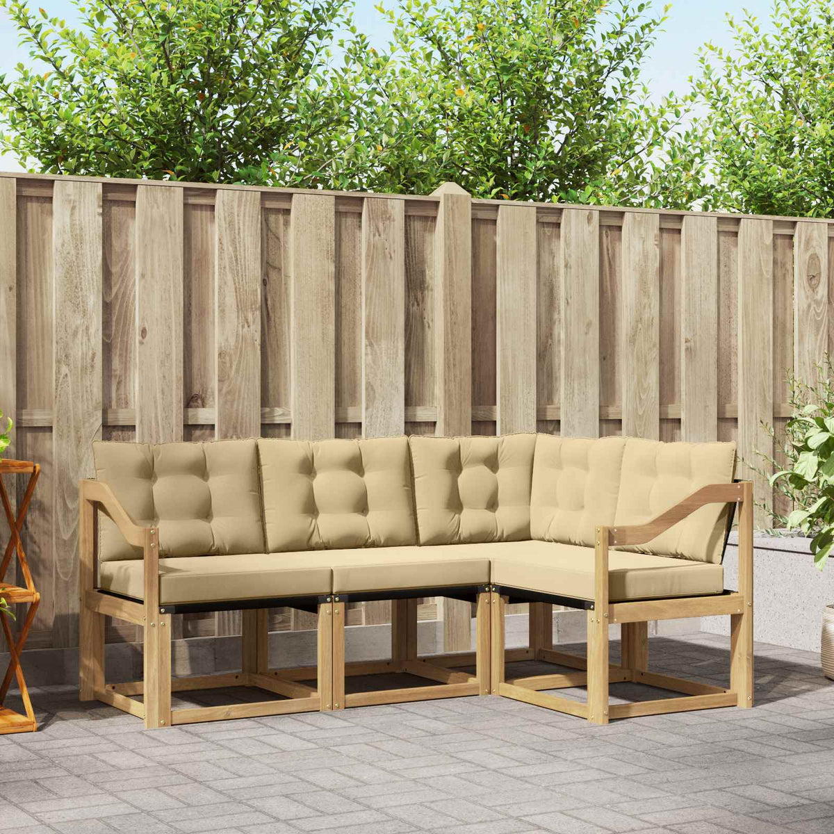 Set vanjskih sofa s jastukom 4 pcs Bijela i bež