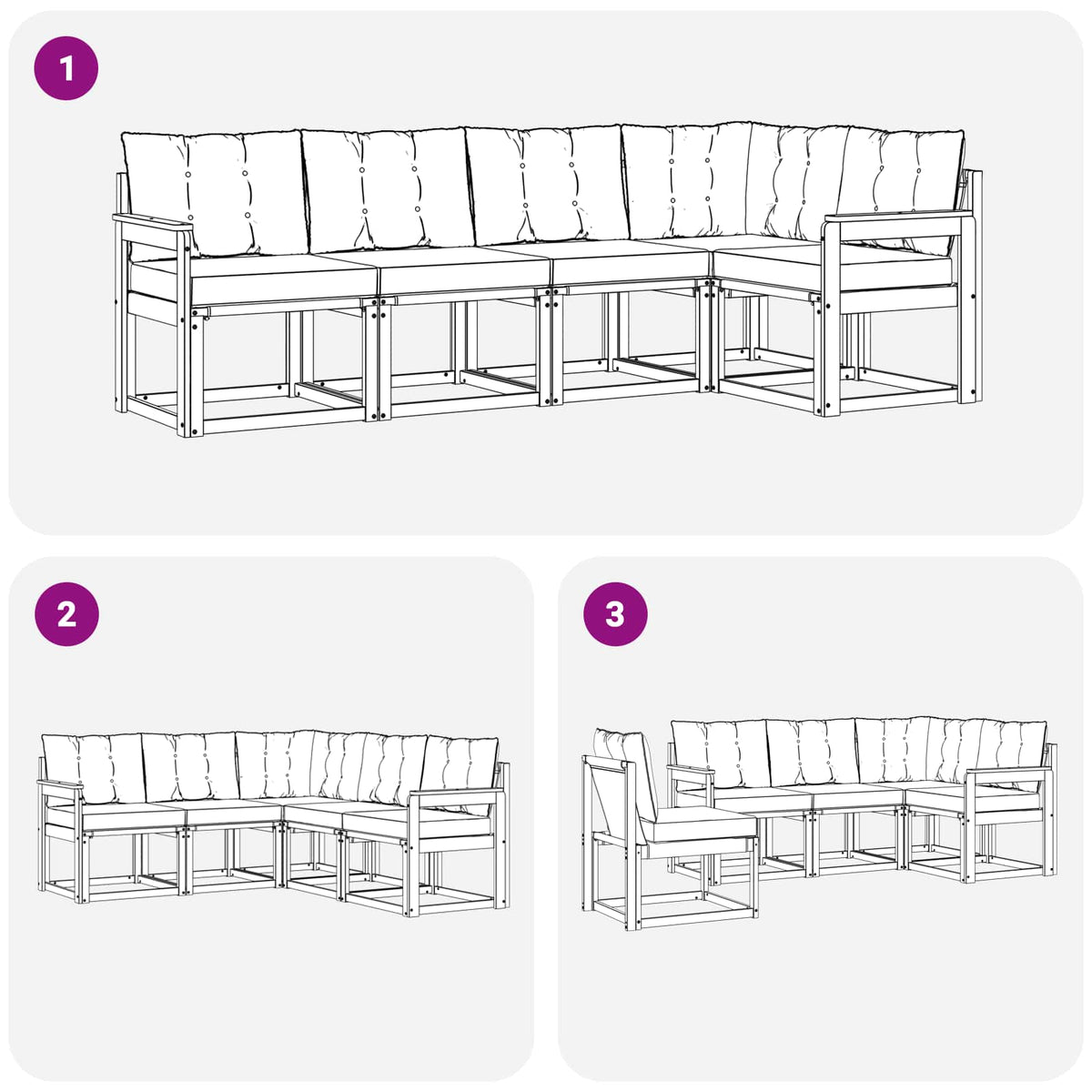 Set vanjskih sofa 5 kom. Bijela i crna