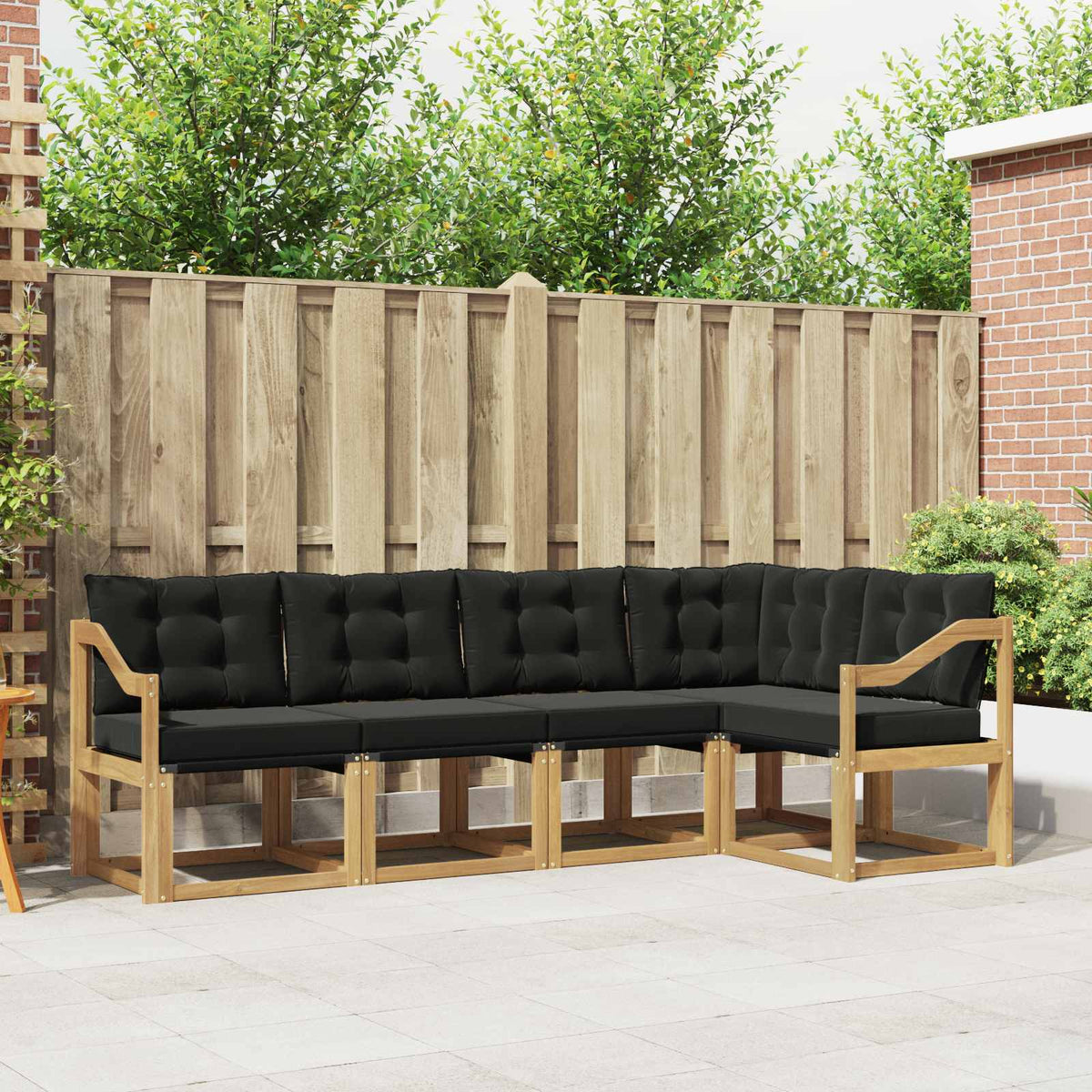 Set vanjskih sofa s jastukom 5 pcs Bijela i crna