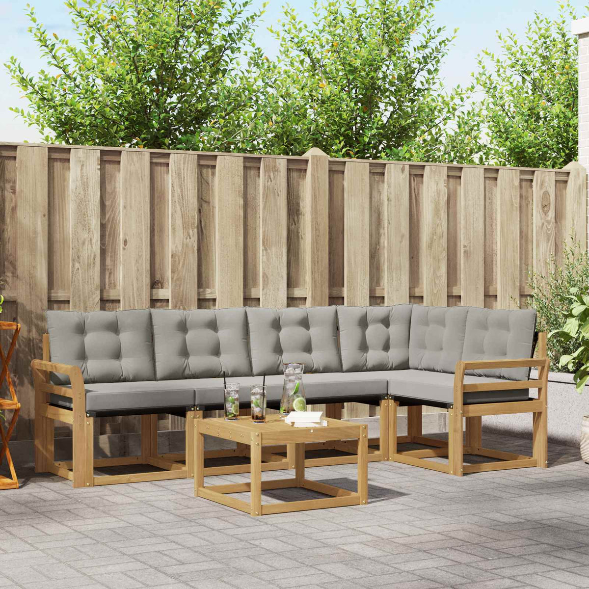 Set vanjskih sofa 6 kom. Bijela i svjetlosiva