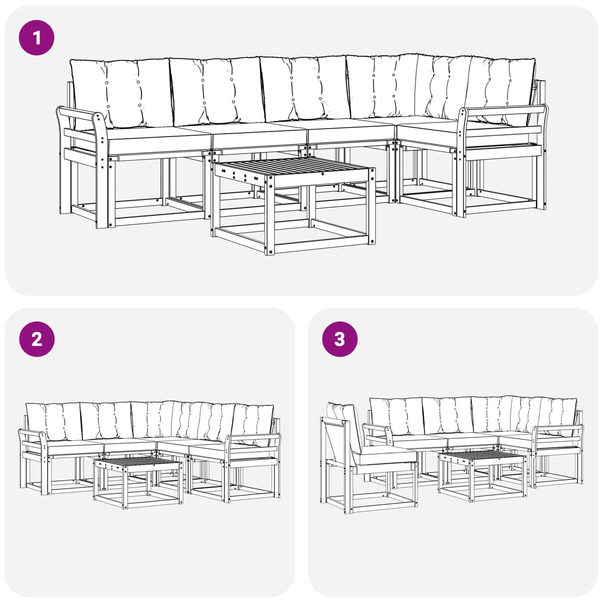 Set vanjskih sofa 6 kom. Bijela i svjetlosiva