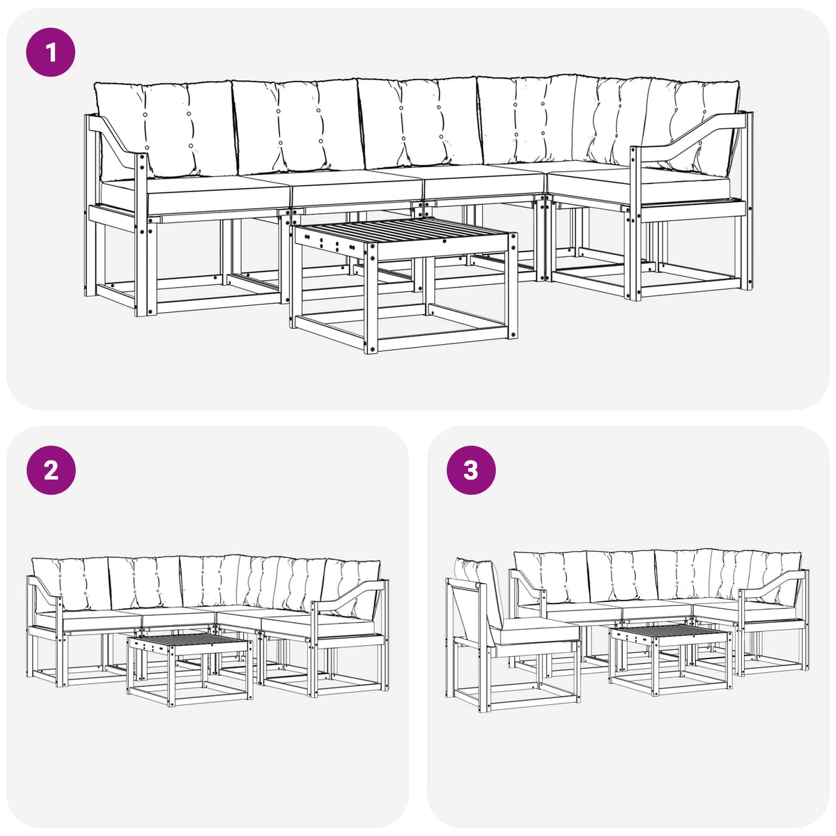 Set vanjskih sofa 6 kom. Bijela i svjetlosiva